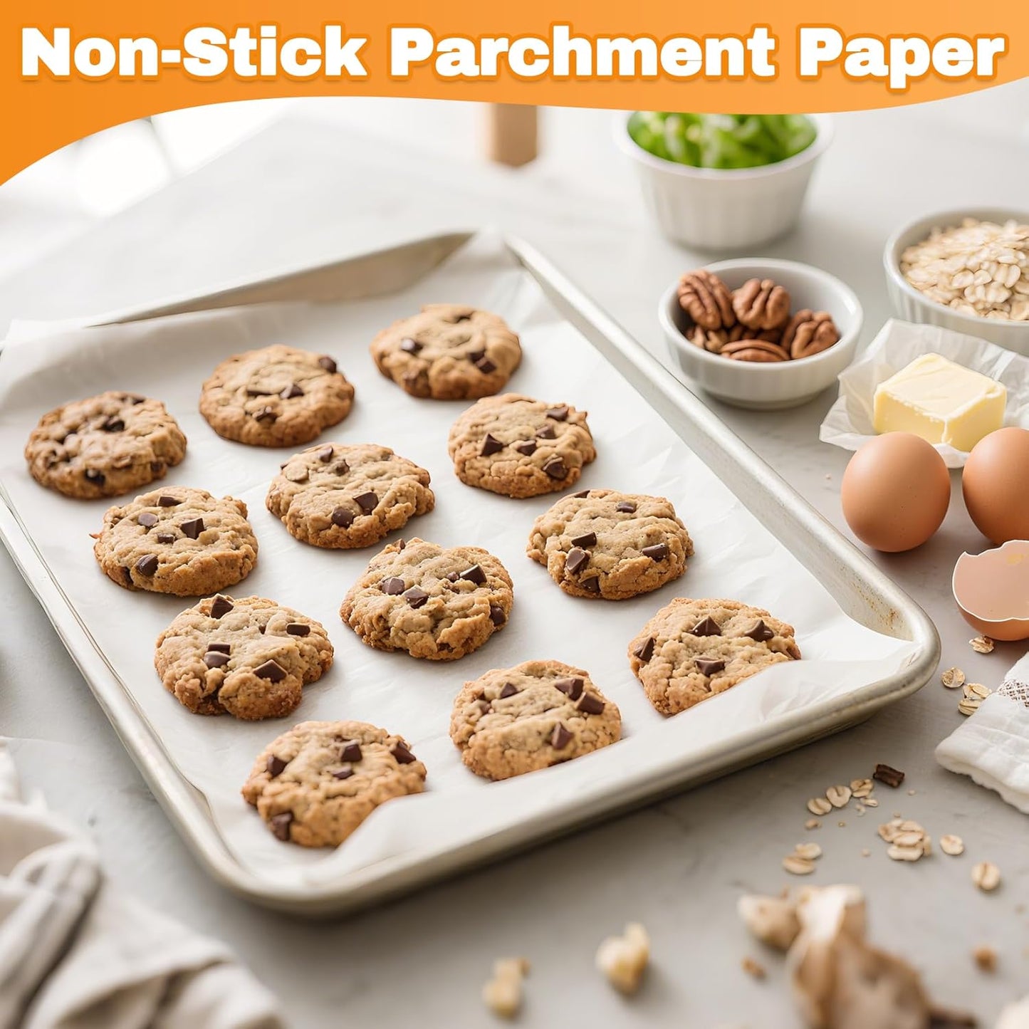 200 Pcs Parchment Paper Sheets for Baking – 9x13inch Baking Paper, White, Pre-Cut, Non-Stick, Heat-Resistant for Baking Grilling Air Fryer Steaming Bread Cup Cake Cookie and More