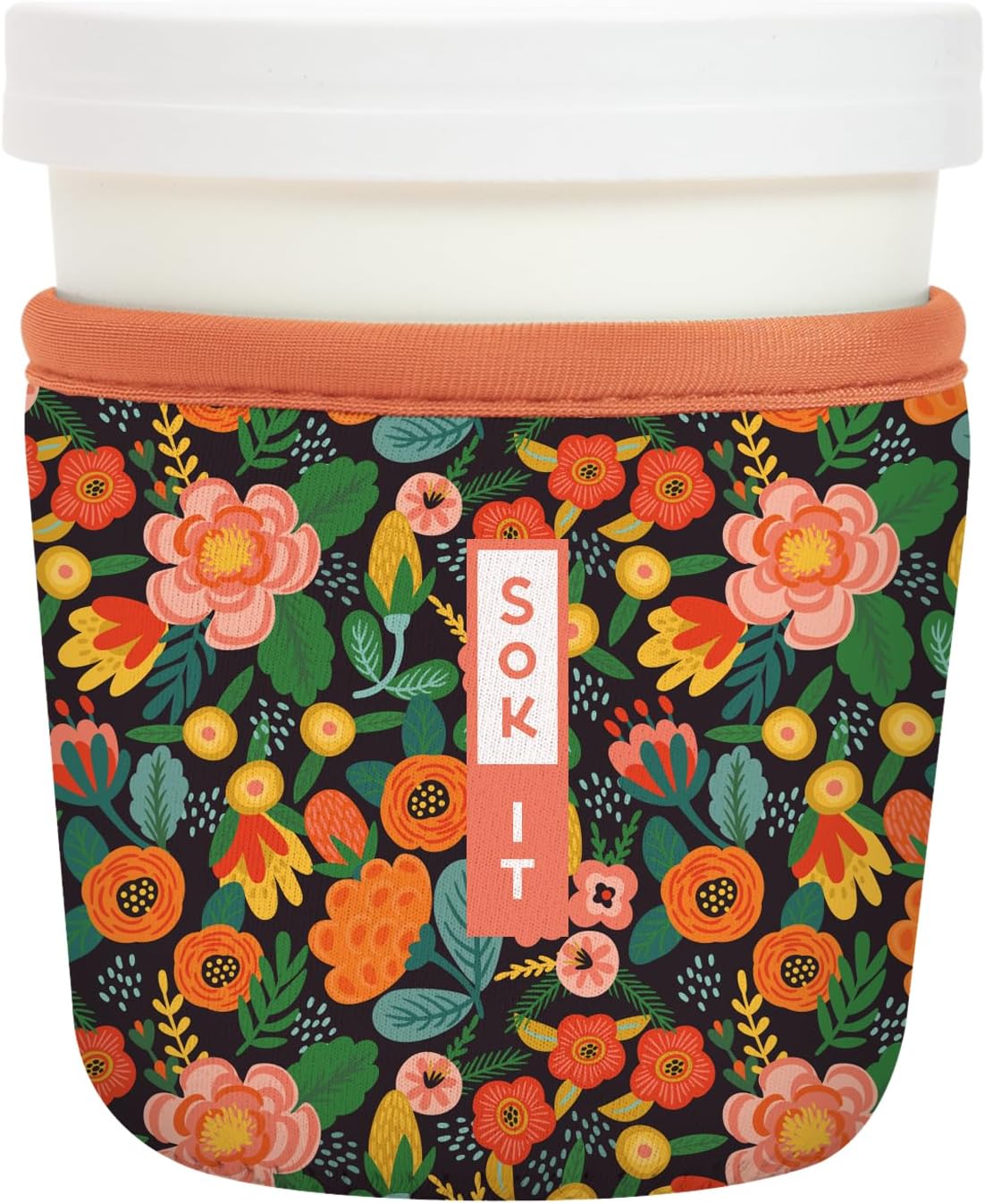 Sok It IceCreamSok Insulated Neoprene Cover (Floral Affair, Tapered Ice Cream Pints)