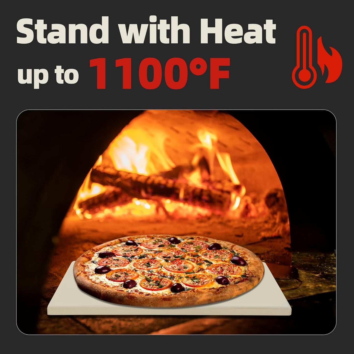 12" Square Pizza Stone, Heavy Duty Cordierite Pizza Pan for Grilling & Pizza Oven, High Temperature Resistant Baking Stone for Pizza, Bread, Meat