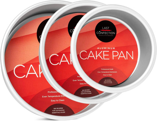 LAST CONFECTION 3-Piece Round Cake Pan Set - Includes 4", 6" and 8" Aluminum Pans 2" Deep