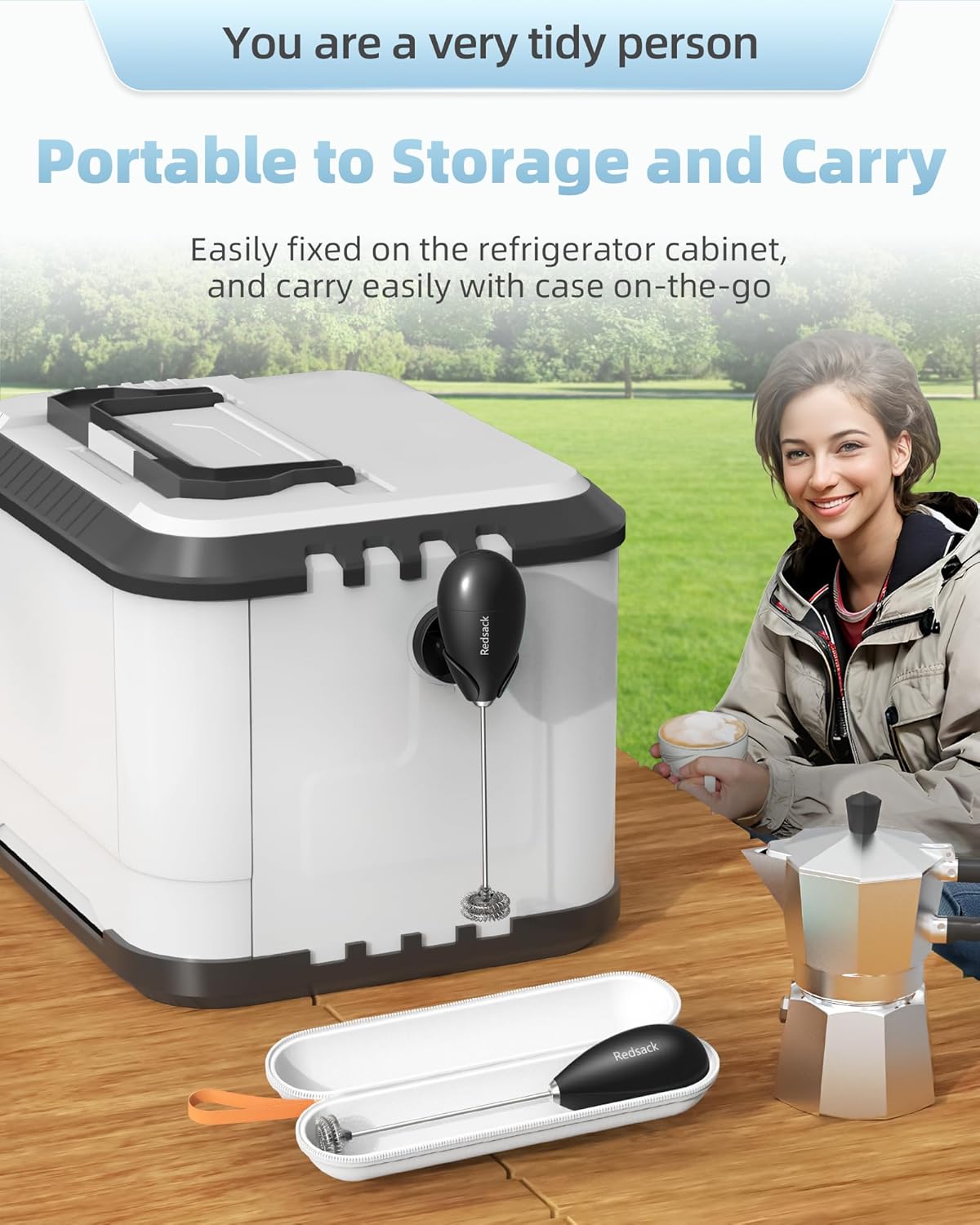 Milk Frother Handheld with Case,USB C Rechargeable Frother Wand for Coffee, Portable Electric Whisk with Stand,Waterproof Hand Drink Mixer Travel for Lattes, Cappuccino, Matcha, Egg (Black)