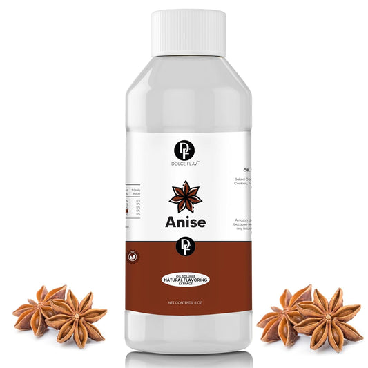 Dolce Flav Natural Anise Extract – 8 Ounce Oil-Soluble Kosher, Sugar-Free, Concentrated Licorice Anise Flavoring for Baking, Cookies & Liqueurs, Includes Measured Dropper