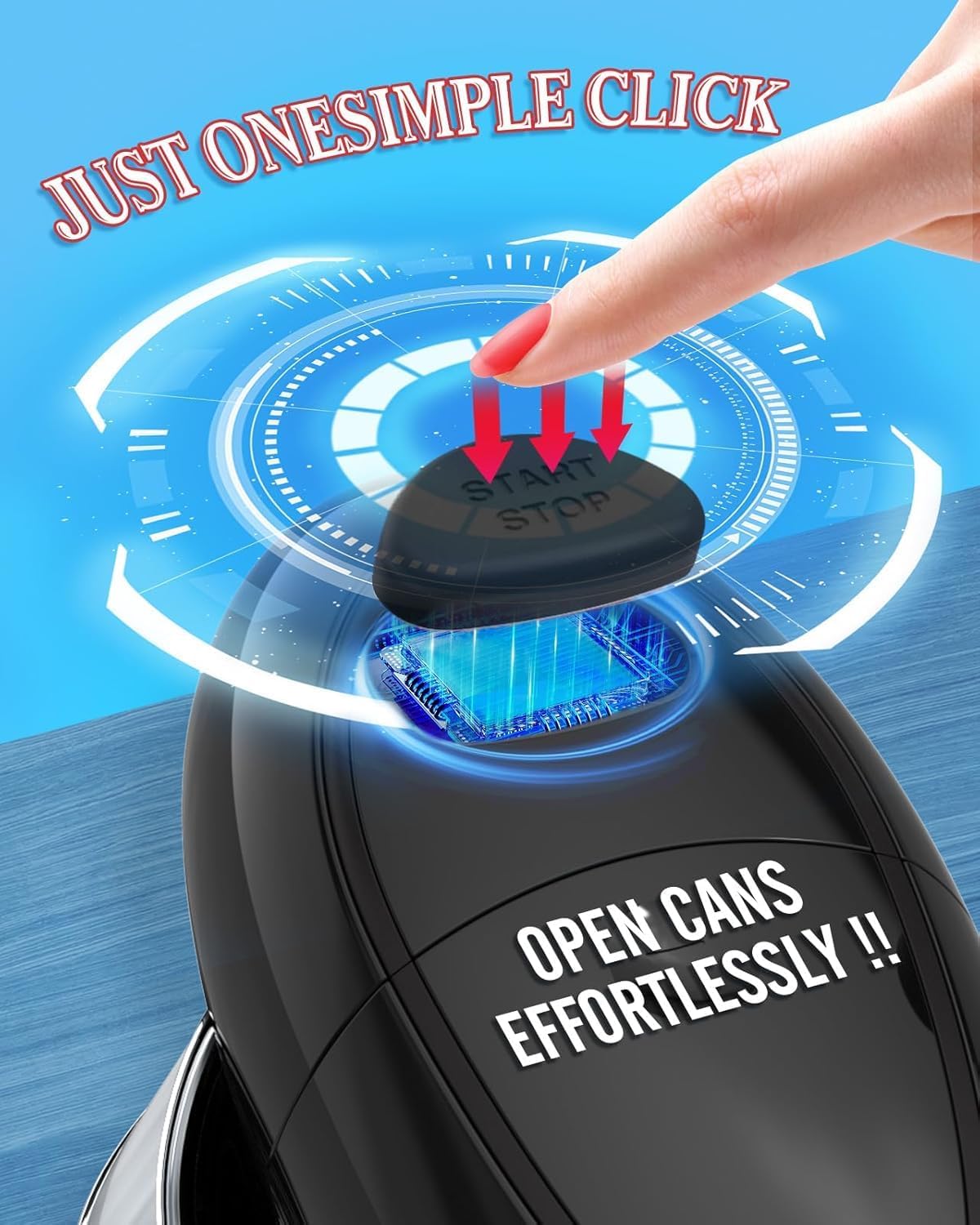 Effortless One-Touch Electric Can Opener, Safety Automatic Can Opener with Smooth Edge Fits All Cans Sizes, Battery operated Can Opener for Seniors with Weak Hands,Arthritis (black)