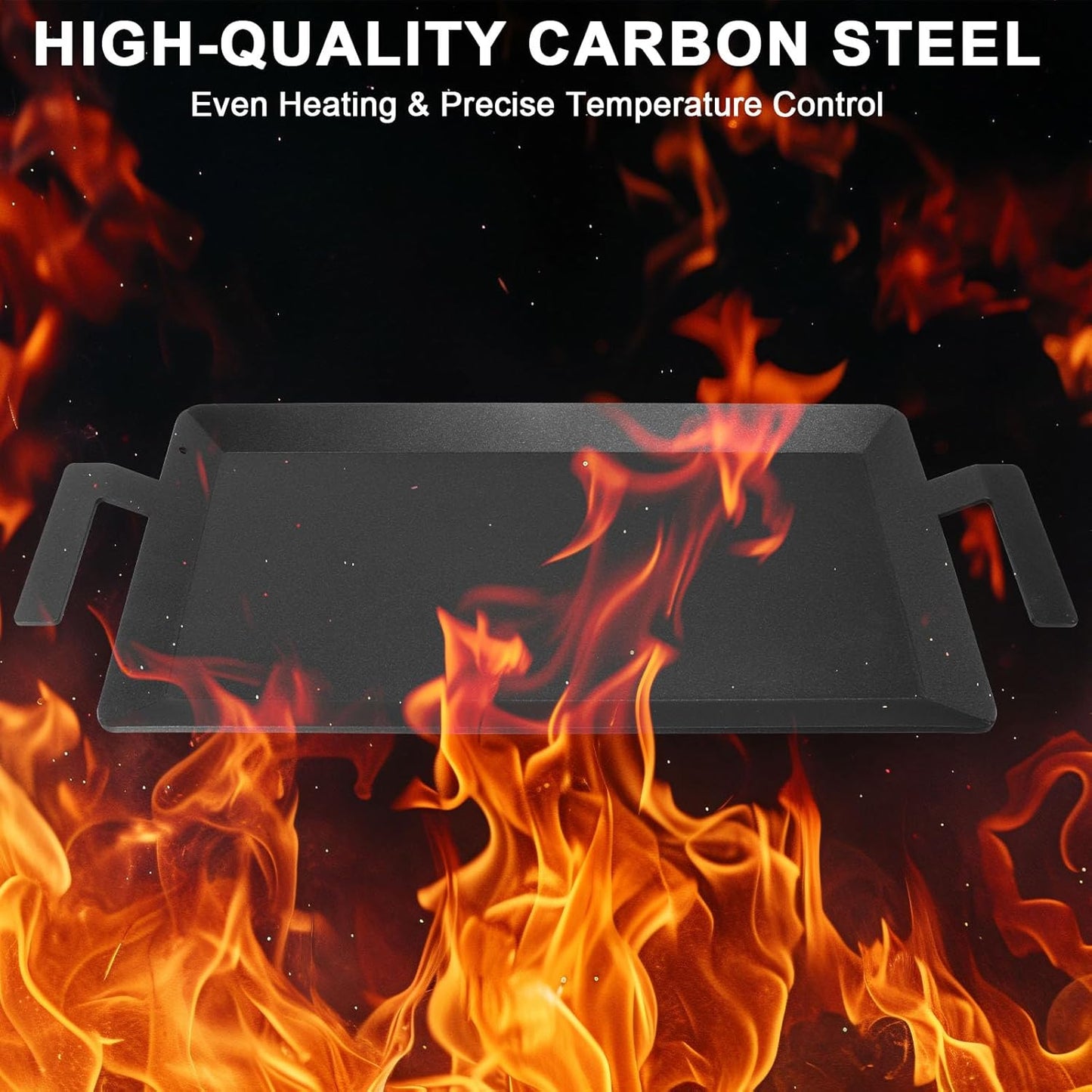 Carbon Steel Griddle - Professional Cookware Griddle Pan for Induction, Stove Top, Gas Grill, Cooktop, Electric and more, 24" x 10" NonStick Flat Top Griddle Plate Skillet, Indoor/Outdoor Use