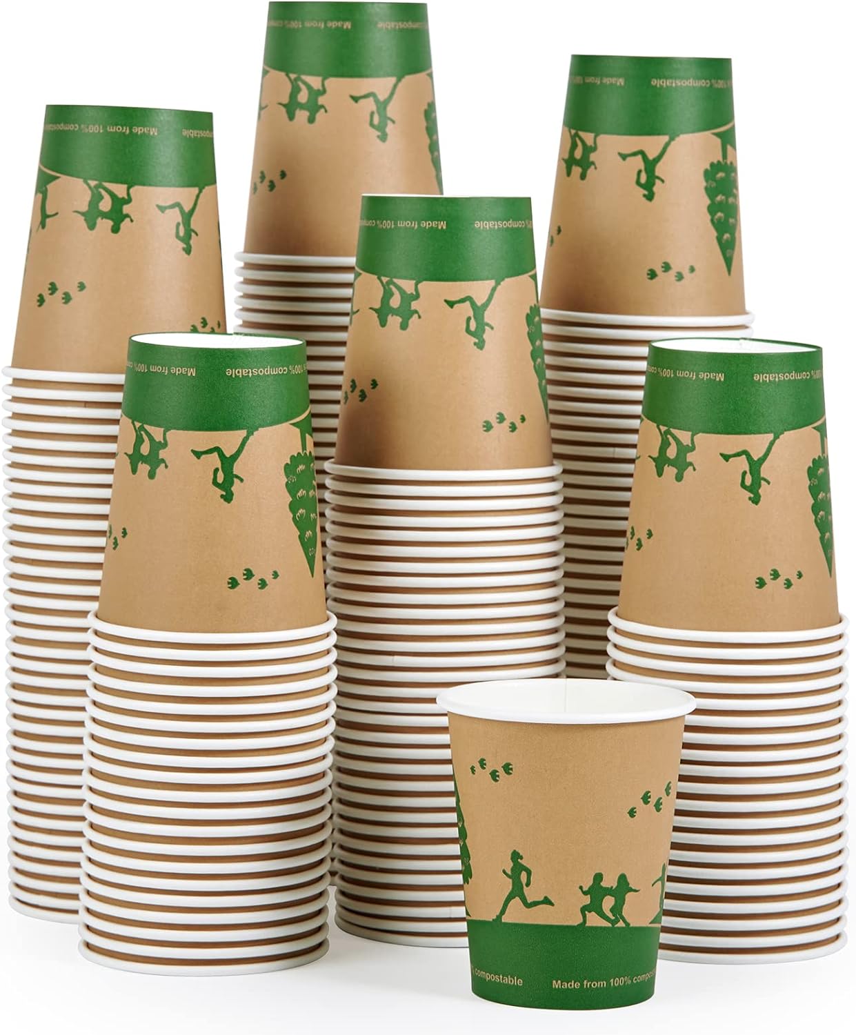ECOLipak 300 Count Compostable Paper Cups, 8 oz Biodegradable Disposable Paper Coffee Cups with PLA Lined, Eco friendly Hot Drinking Cups for Party, Picnic,Travel,and Events