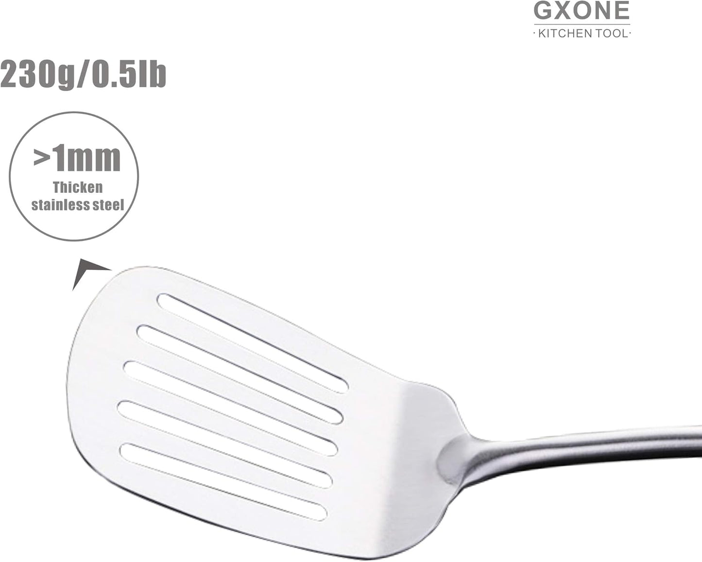 Metal Spatula,304 Stainless Steel Wok Spatula with Heat Resistant Wooden Handle,Silver/15.7Inch