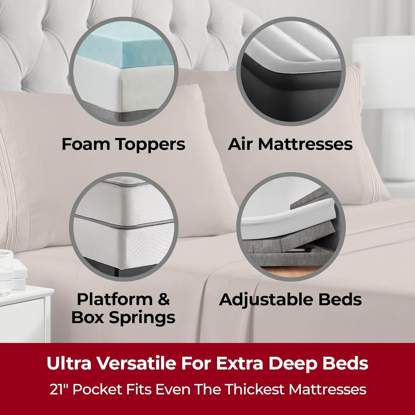 Mellanni Extra Deep Twin Sheets - 3 PC Iconic Collection Bedding - Hotel Luxury, Ultra Soft, Cooling Bed Sheets - Wrinkle, Fade, Stain Resistant (Twin, Tan)