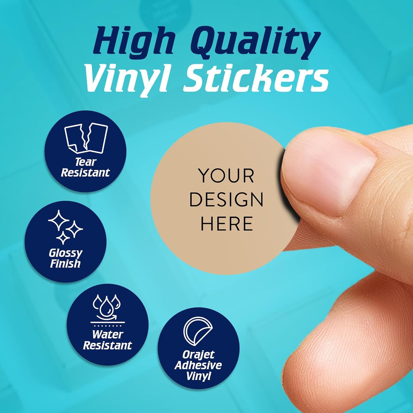 100 Custom Vinyl Stickers - Upload Your own Image, Text, Design, Logo - Personalized Logo Labels for Handmade, Packaging, Bottle, Jars, Candle, Brand Stickers (Brown, 1x1)