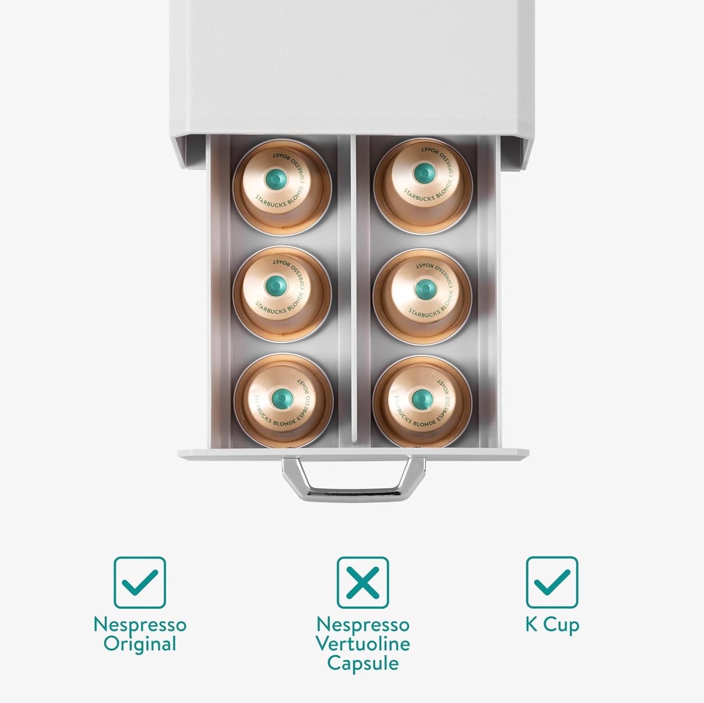 Navaris Coffee Pod Holder, Grey - Compact, Space Saving Coffee Capsule Storage Holders - Durable Espresso Organiser Station - Coffee Machine Drawer Ideal for Small Kitchens