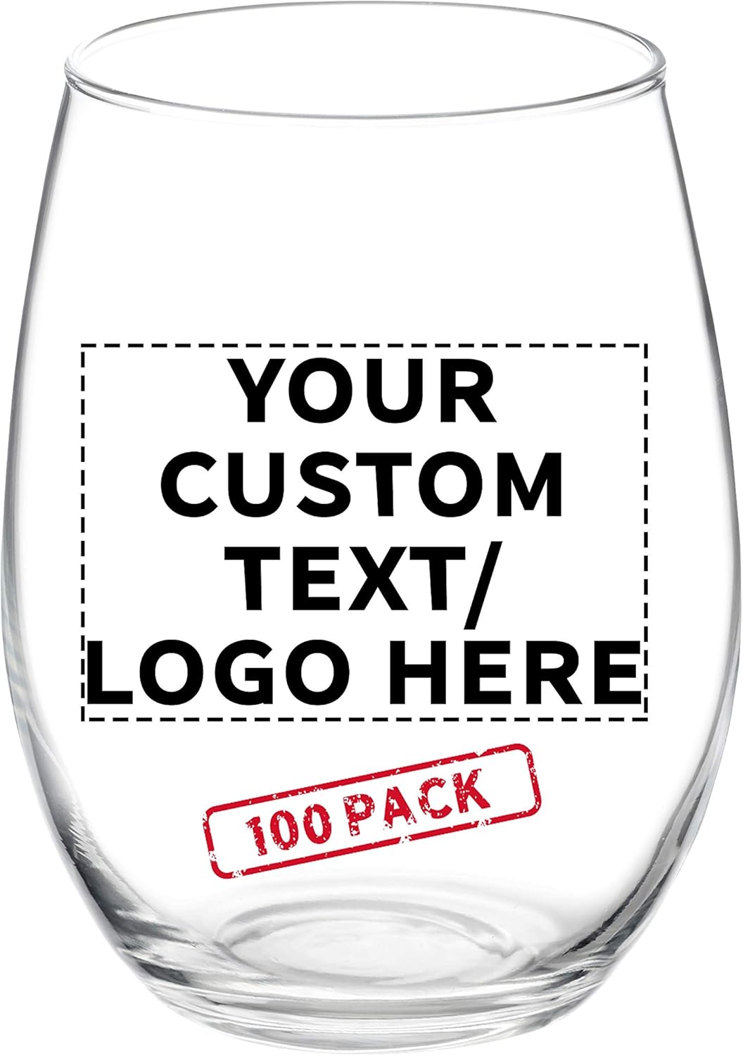 DISCOUNT PROMOS 100 ARC Stemless Wine Glasses Set, 21 oz. - Customizable Text, Logo - Chardonnay, Cabernet, Merlot, Sauvignon - Clear