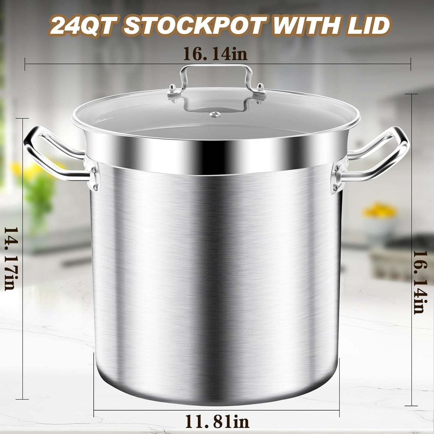 24QT Large Capacity Soup Pot – Premium Stainless Steel, Compatible with All Stoves