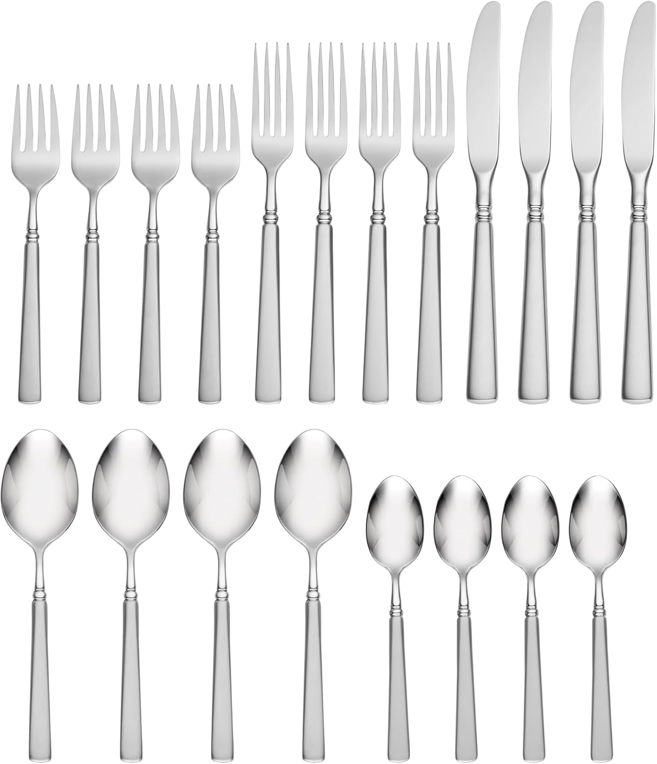 Oneida 2624020A Satin Easton 20-Piece Fine Flatware Set, Service For 4, Satin Finish Handles