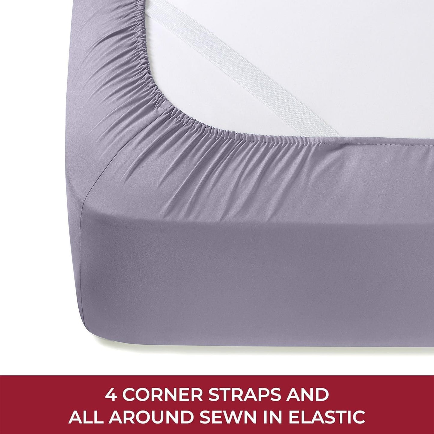 Mellanni RV Short Queen Sheets - 4 PC Iconic Collection Bedding - Hotel Luxury, Extra Soft, Cooling Bed Sheets - Deep Pocket up to 10 inch (RV/Short Queen, Hazy Lilac)