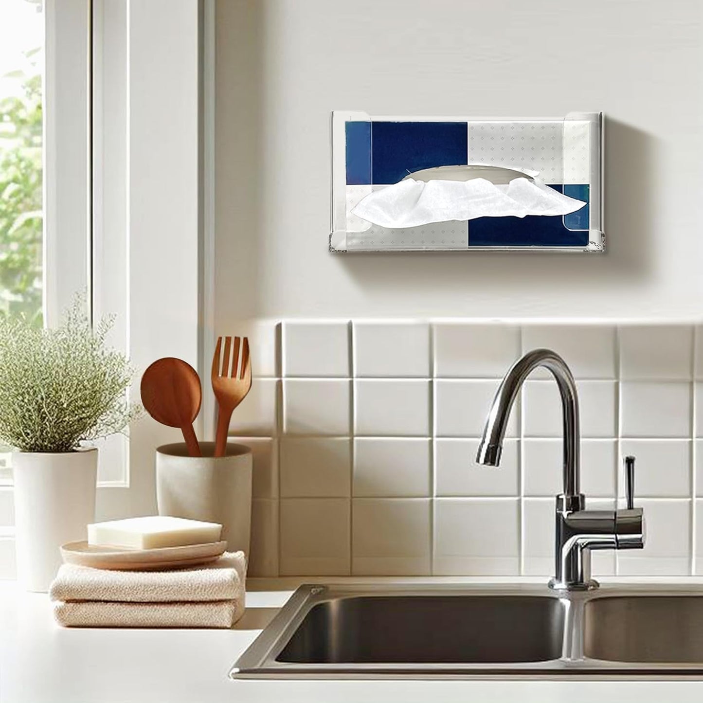 Amazing Abby Acrylic Glove Box Holder, Wall-Mounted Glove Dispenser, Floating Glove Box Organizer, Small Size (for 1 Box), 10.5" W x 5.0" H x 3.5" D (Mounting Hardware Included)