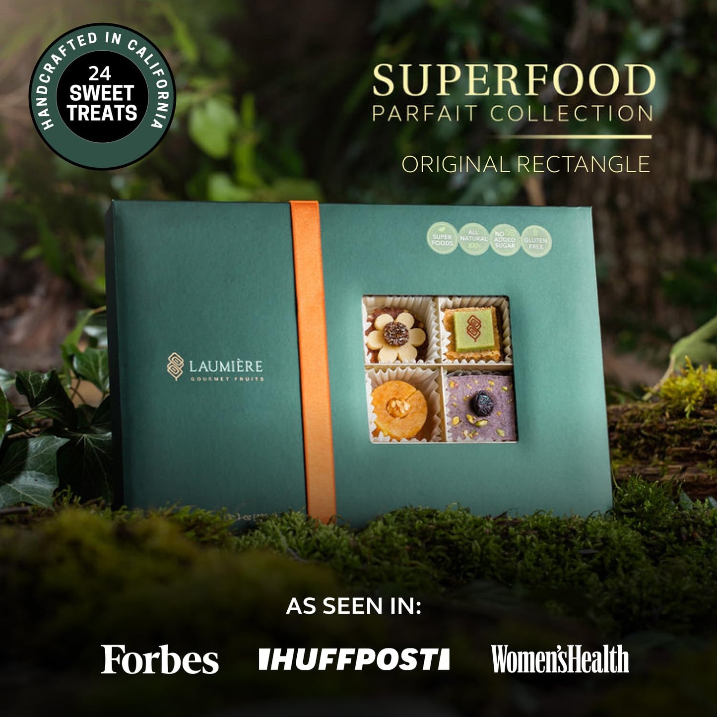 Laumière Gourmet Fruits - Superfood Parfait Collection - Rectangle (24 Pcs) - Premium Gift Baskets for Adults - Healthy Gift Basket - Dried Fruit Gift Basket - No Added Cane Sugar - Fruit Basket Gift