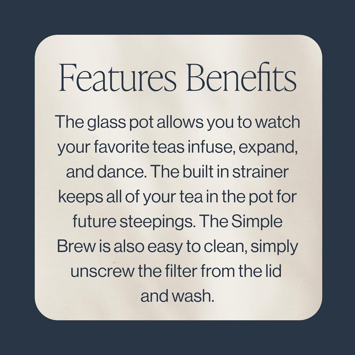 Rishi Tea Simple Brew Teapot - For 33oz Loose Tea Preparation, Built-in Strainer, Everyday Teaware, Easy to Clean, Borosilicate Glass, Enjoy Hot or Iced Tea - 1000ml