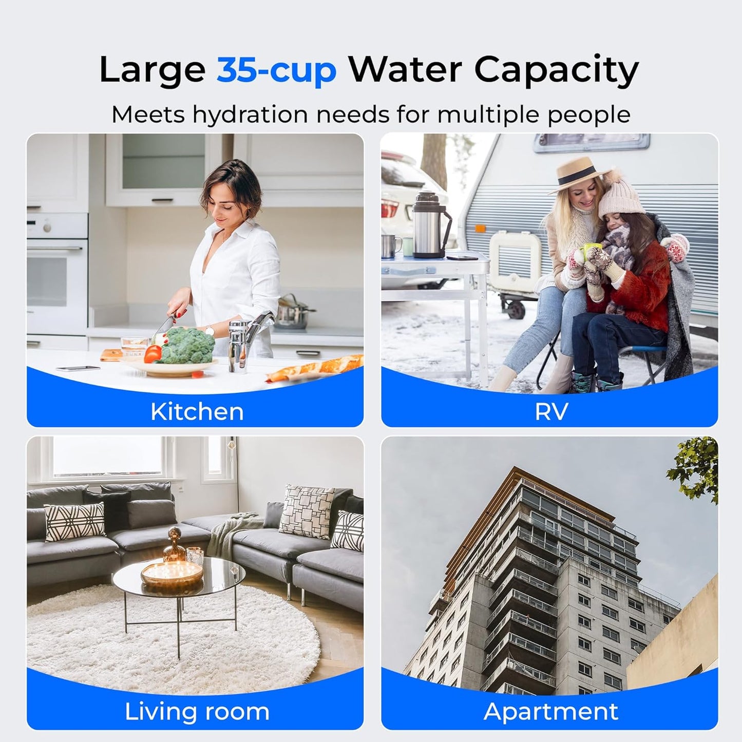 Waterdrop Slim Alkaline Water Filter Dispenser, 35-Cup, Large Capacity, 100-Gallon Long-Life, Faster Filtration, Reduces Chlorine, PFOA/PFOS and More, BPA Free, White (with 1 Filter)