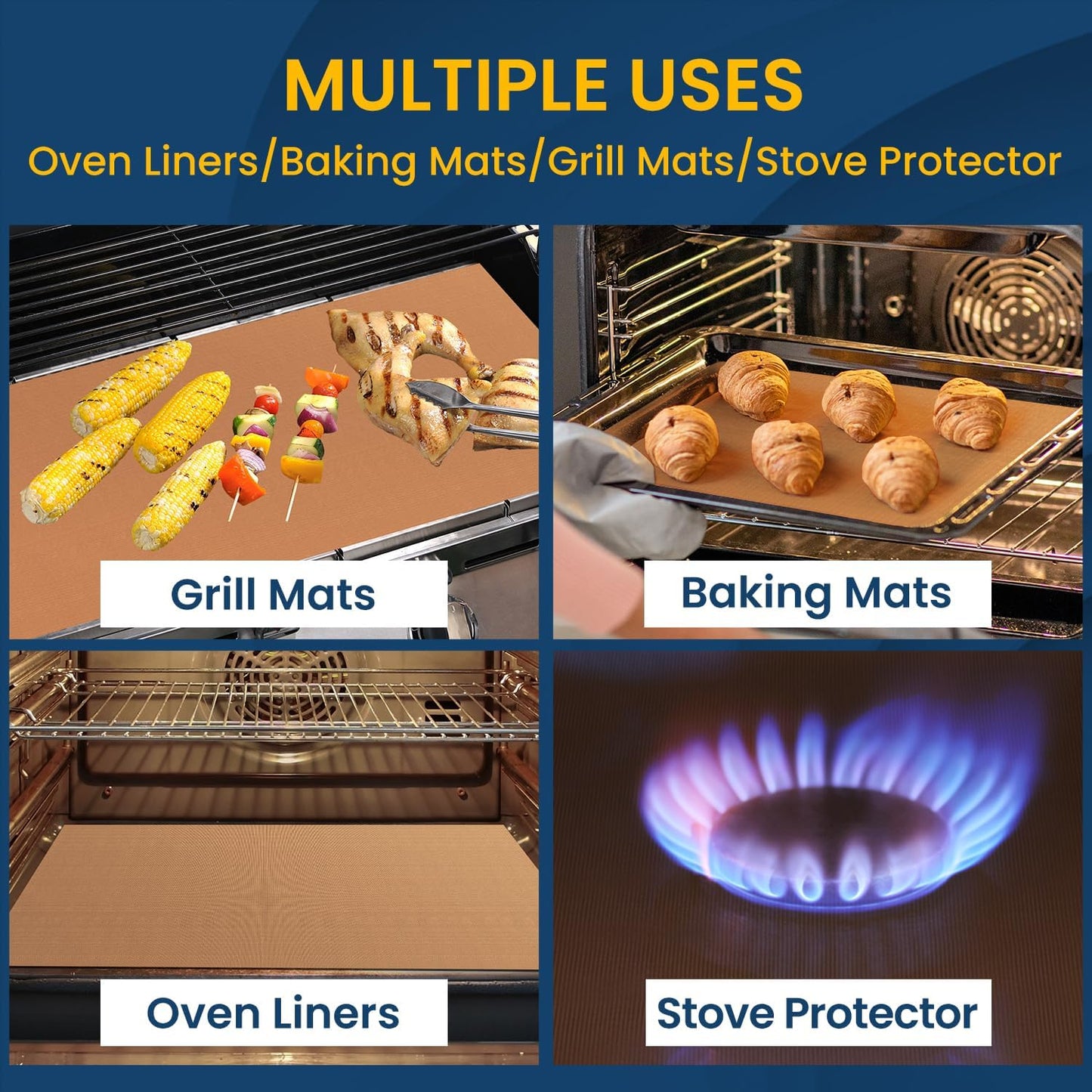 Oven Liners for Bottom of Oven -2Pack Large Heavy Duty Oven Mat, Toaster Gas Stove Oven Liner,Oven Covers for Electric Stove,Grill Mat - BPA & PFOA Free Kitchen Accessory to Keep Oven Clean