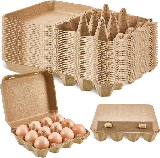 Rtteri 25 Pieces Paper Pulp Egg Cartons 3x4 Style Vintage Blank Egg Cartons for Fresh Duck Quail Storage Kitchen Family Farmhouse