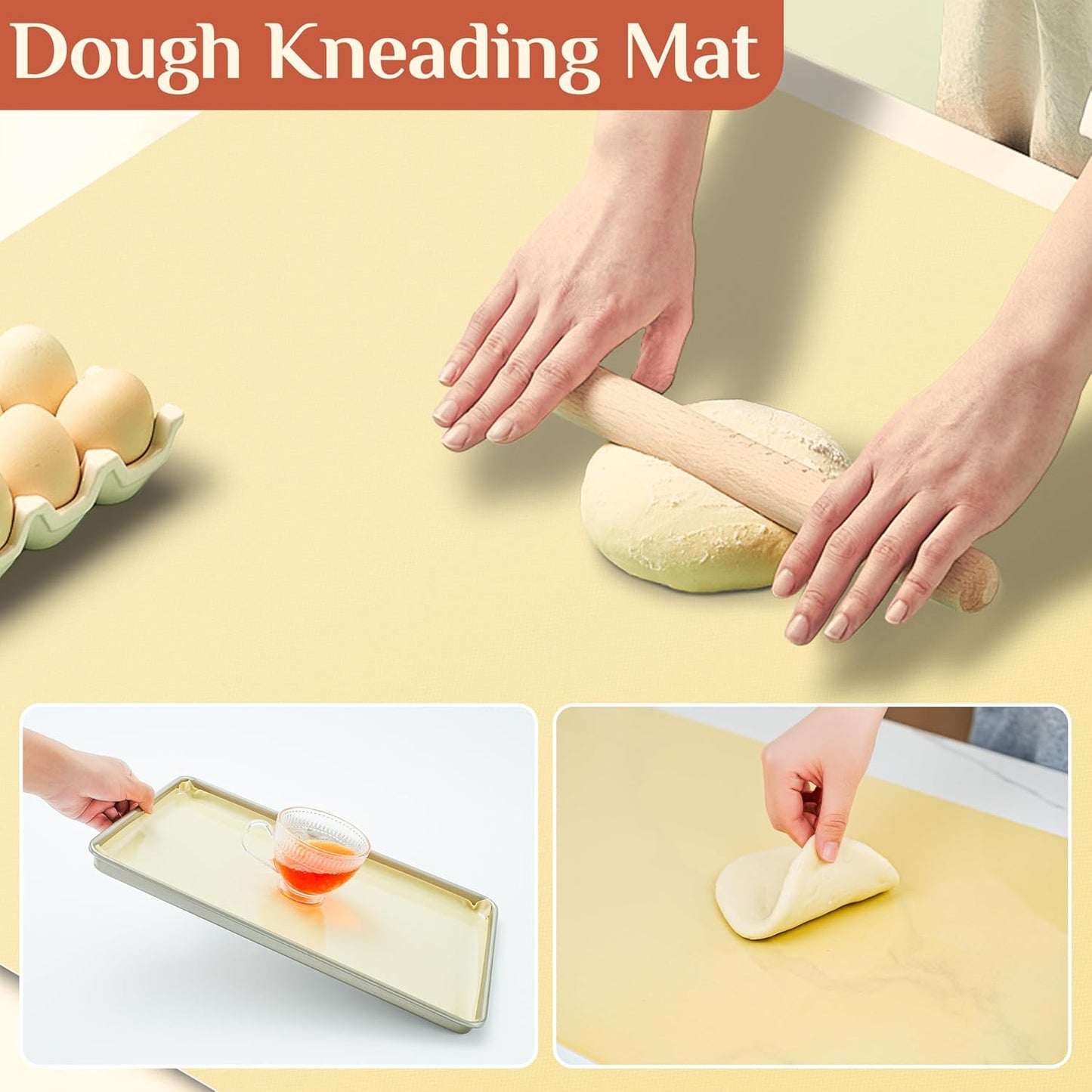 Silicone Baking Mat, 16 IN x 10 FT Free Cutting Baking Sheet,Non-Stick Reusable Dough & Pastry Mat,Non-Slip Silicone Mat Roll for Air Fryer Liner,Freeze Dryer,Oven Baking Pan,Kitchen Counter