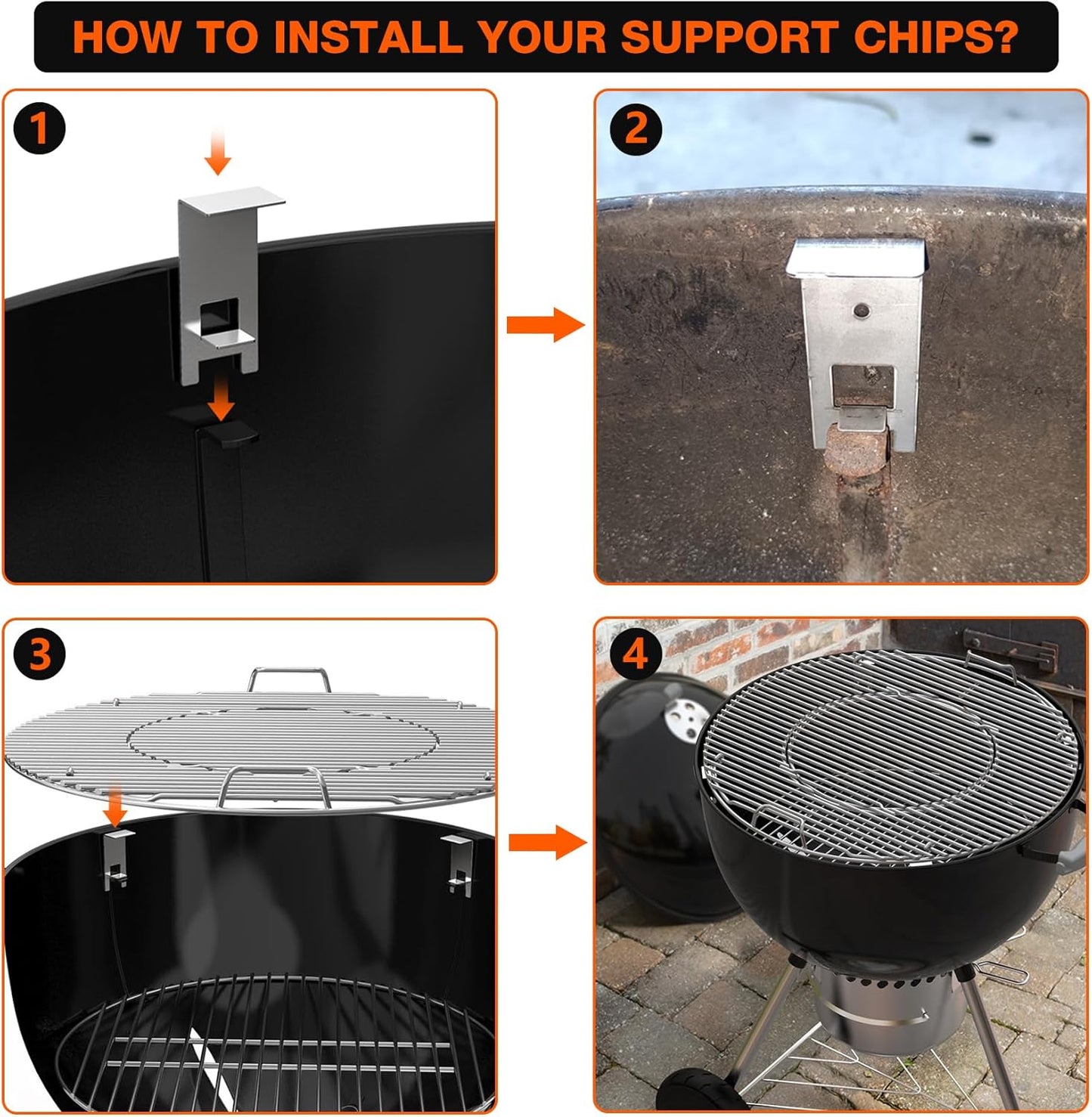 only fire Stainless Steel Multi-Purpose Rotisserie and Pizza Combo Kit for Weber 18" and Other Similar Kettle Grills - Include Pizza Peel and Pizza Stone