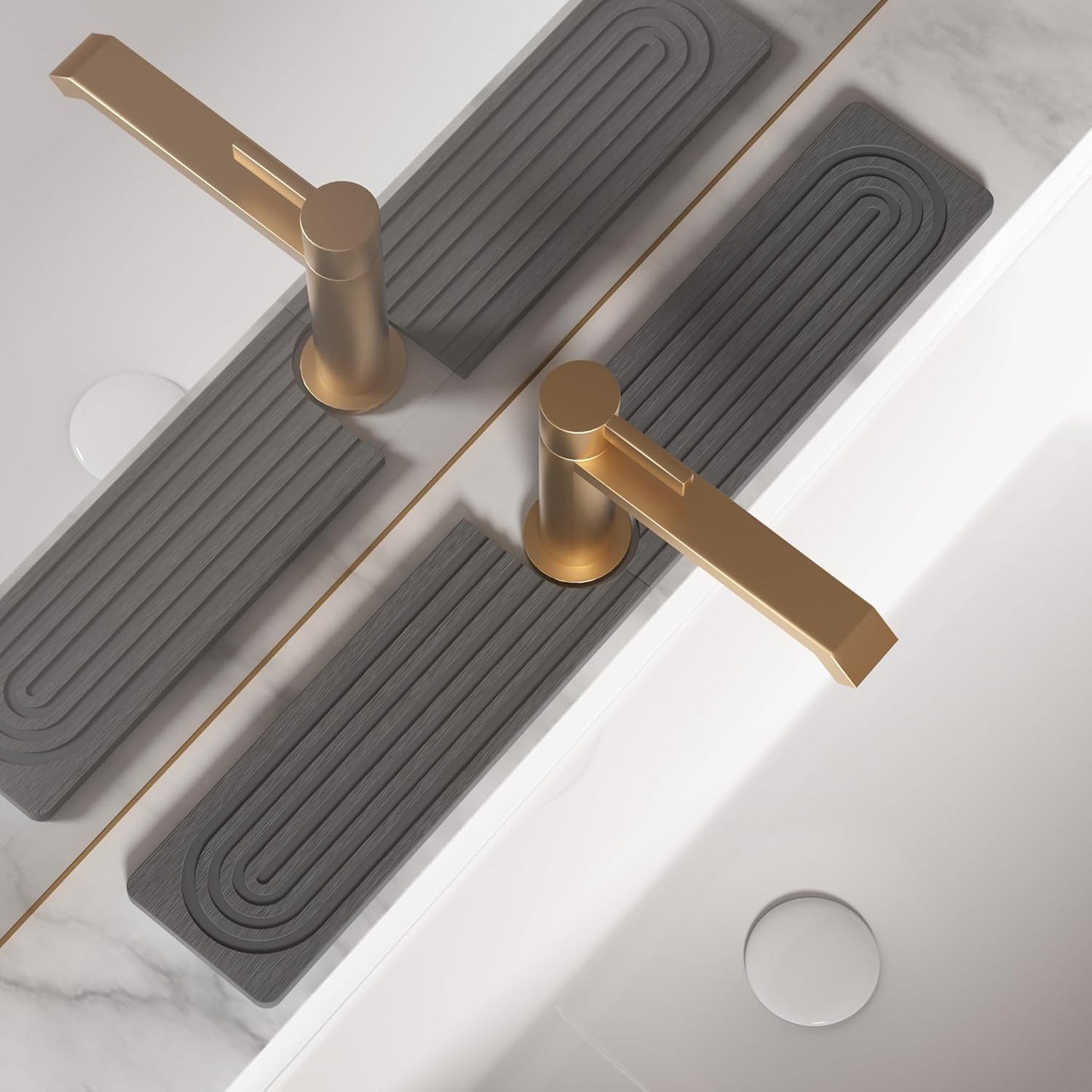 Faucet Mat for Kitchen Sink, Diatomite Stone Drying Sink Protectors, Bathroom Faucet Splash Guard, Quick Dry Water Absorbing, Non-Slip Stone Tray for Kitchen Counter, Grey, 23.6" x 3.9"