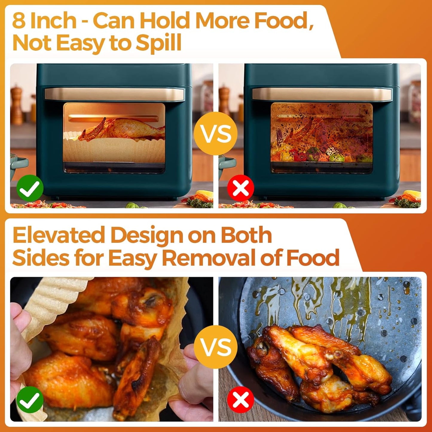 Air Fryer Paper Liners, 50 PCS Air Fryer Liners Disposable, 6.3" Square Parchment Paper Sheets for 2-4 qt Airfryer Basket, Non-stick and Oil Proof Baking Liner for Oven, Pans