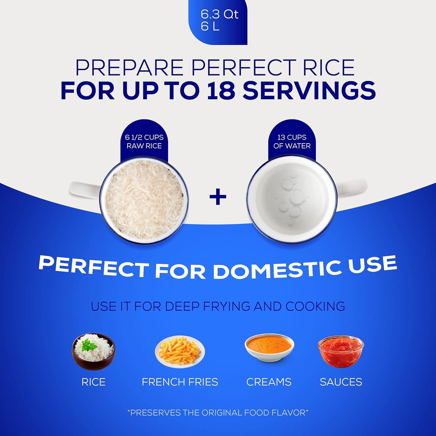 Universal (Medium Size) Caldero 18 Cups - 6.3 QT / 6 L, Stainless Aluminum Pot, Even Heat Distribution and Fast Cooking Dutch Oven Pot, Ergonomic Handles, Ideal for Rice, French Fries, and More