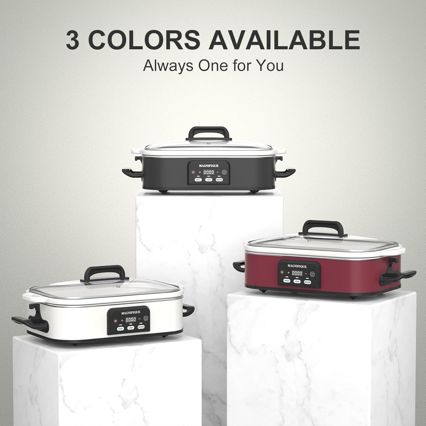 4 Quart Casserole Programmable Slow Cooker with Ceramic Baking Dish - Perfect Kitchen Small Appliance for Family Dinners, Oven Safe and Durable Bakeware for Lasagna, Roasts (White)