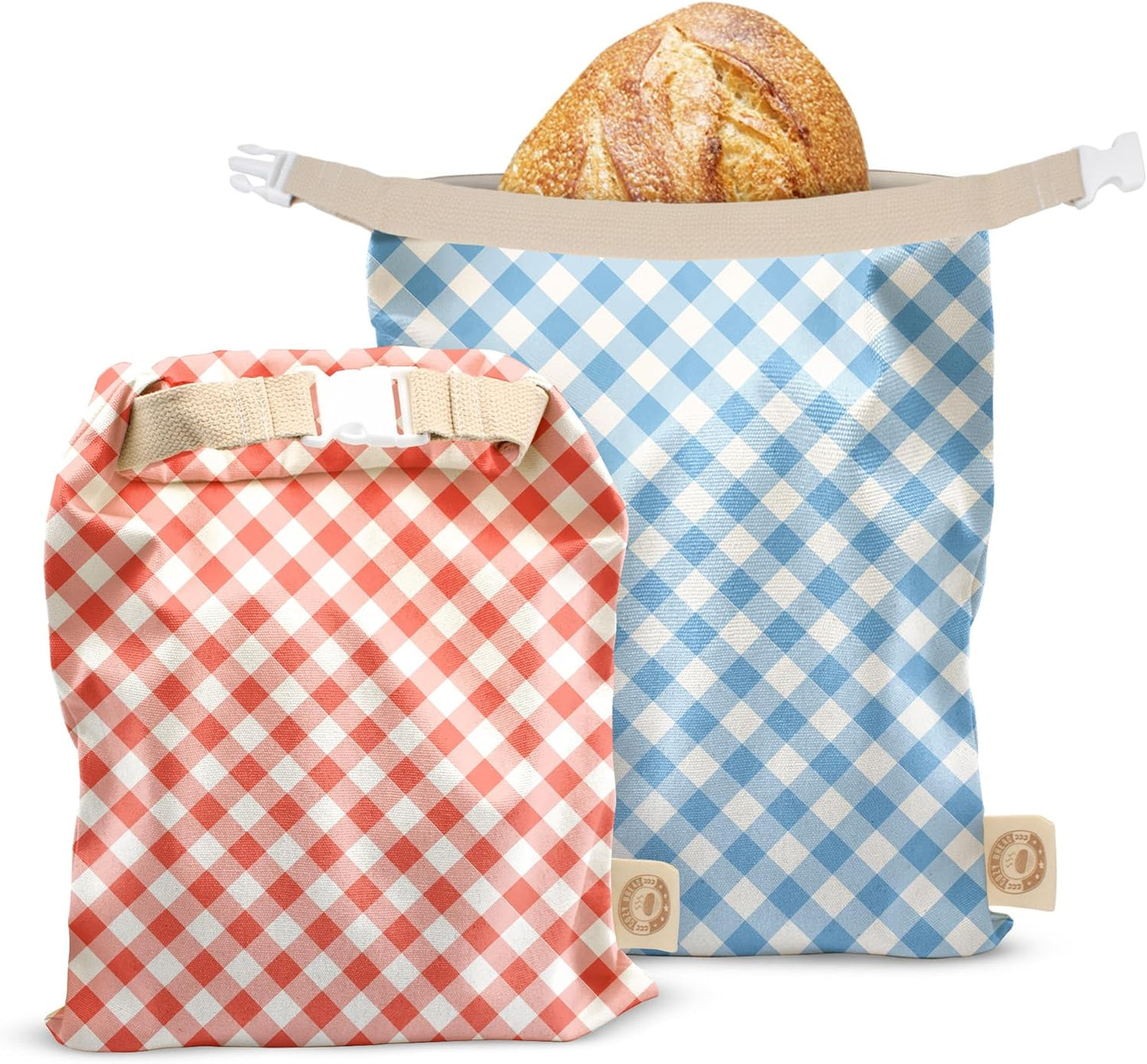 Cozy Bread® Reusable Bread Bag Set for Home Bakers | USA Brand | Charming Designs (Gingham)
