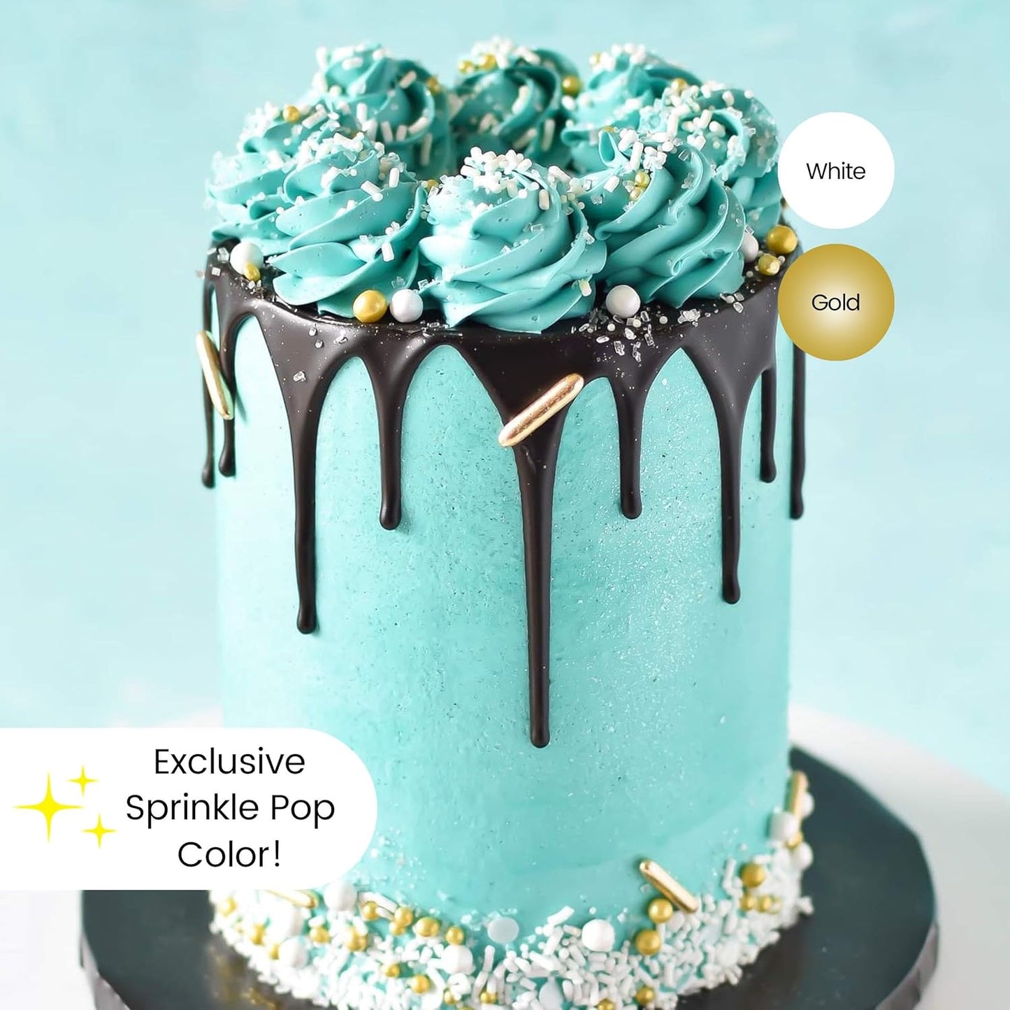 Wedding White Sprinkle Mix| Made In USA By Sprinkle Pop| Pastel White Sprinkles With Gold Metallics Dragees| Sprinkles For Decorating Bridal Shower Wedding Anniversary Party Cupcakes Cake Cookies, 2oz