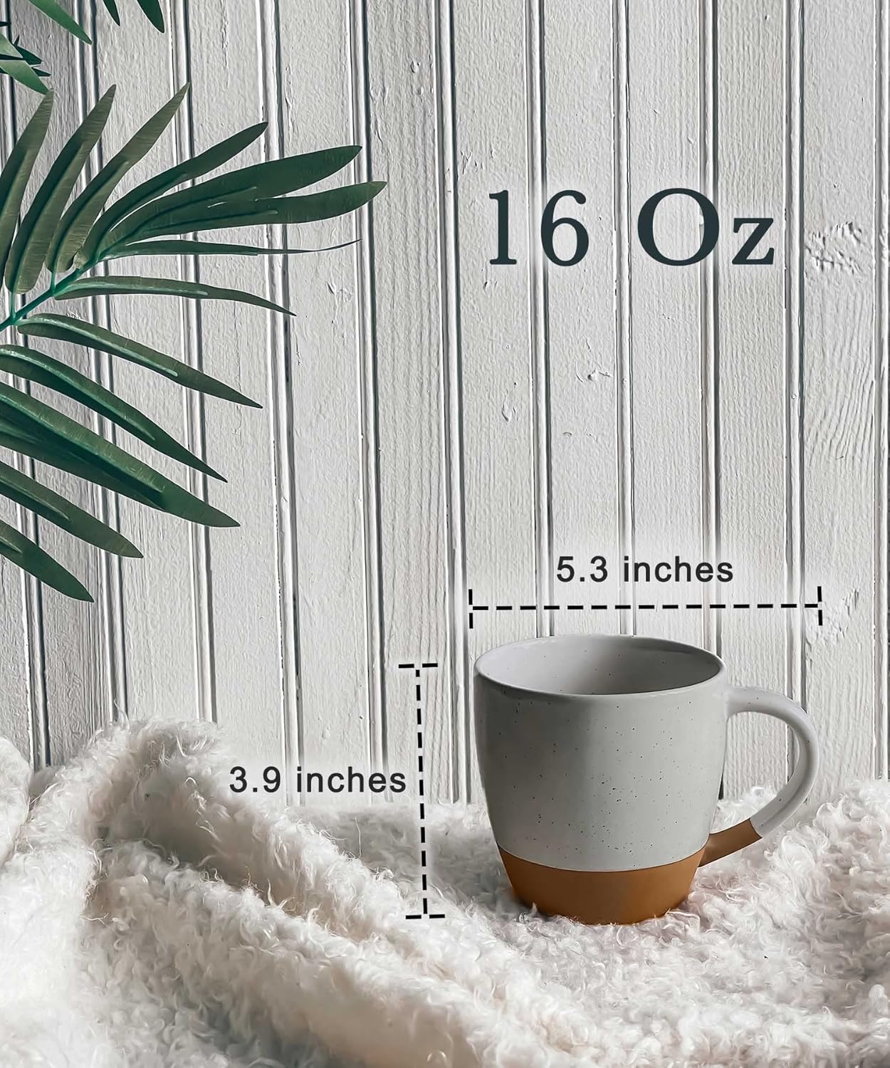 Mora Ceramic Large Latte Mug Set of 4, 16oz - Microwavable, Porcelain Coffee Cups With Big Handle - Modern, Boho, Unique Style For Any Kitchen. Microwave Safe Stoneware - Earl Grey