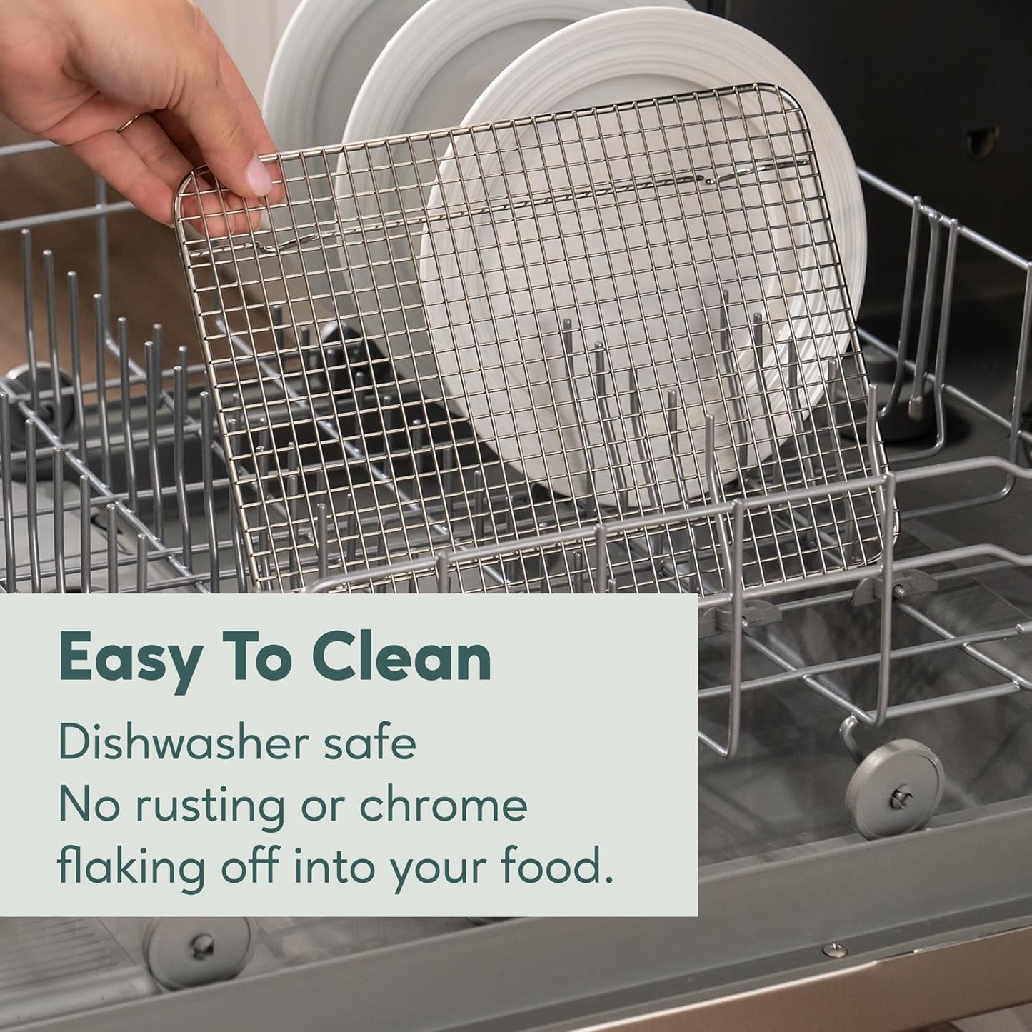 Ultra Cuisine Oven-Safe, Dishwasher-Safe 100% Stainless Steel Cooling & Baking Rack Set - Jelly Roll Sheet Pan Size - Heavy Duty - 10 x 14.7" - Set of 2 - Wire Cooling Racks for Baking & Cooking