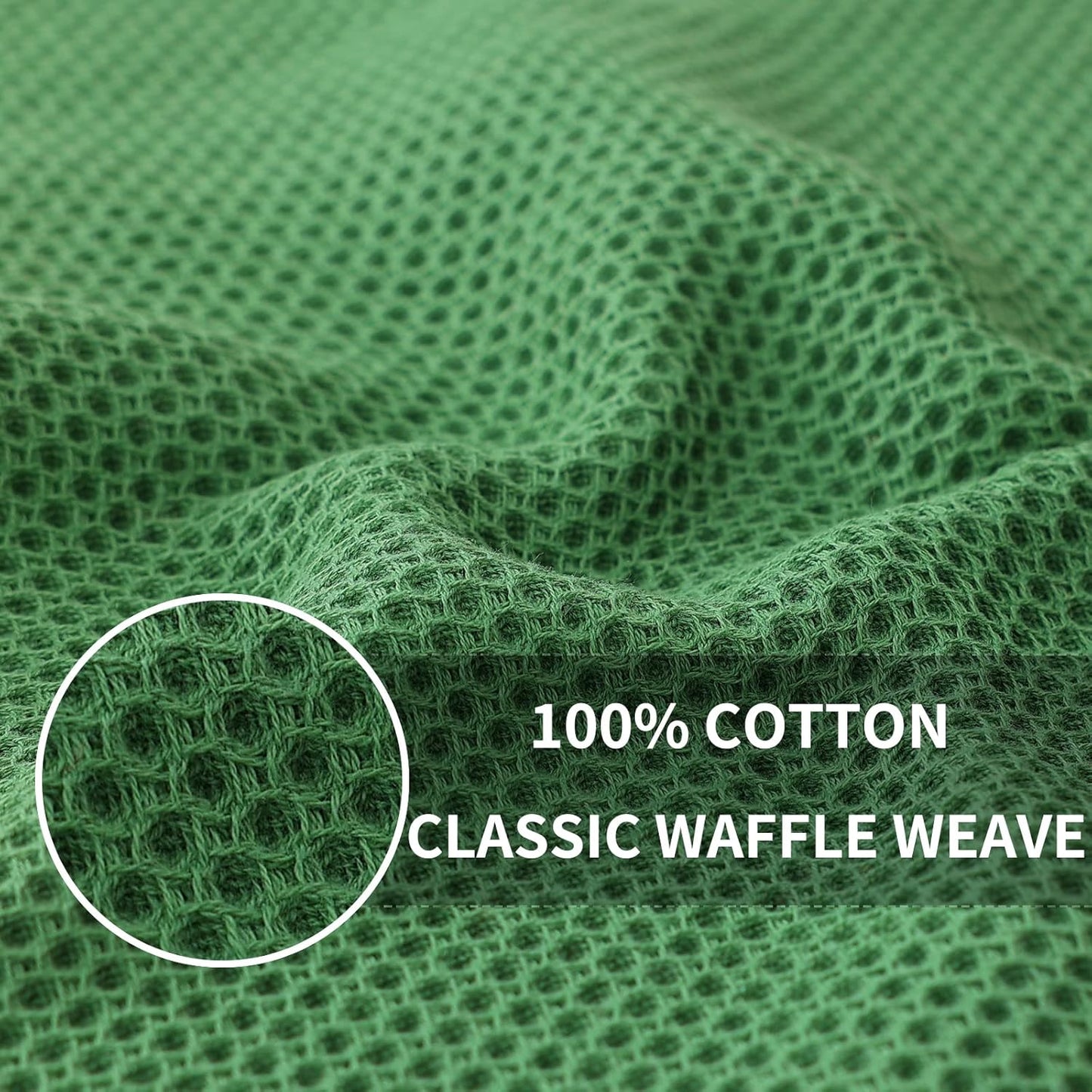 Homaxy 100% Cotton Waffle Weave Kitchen Dish Towels, Ultra Soft Absorbent Quick Drying Cleaning Towel, 13 x 28 Inches, 8-Pack, Grass Green