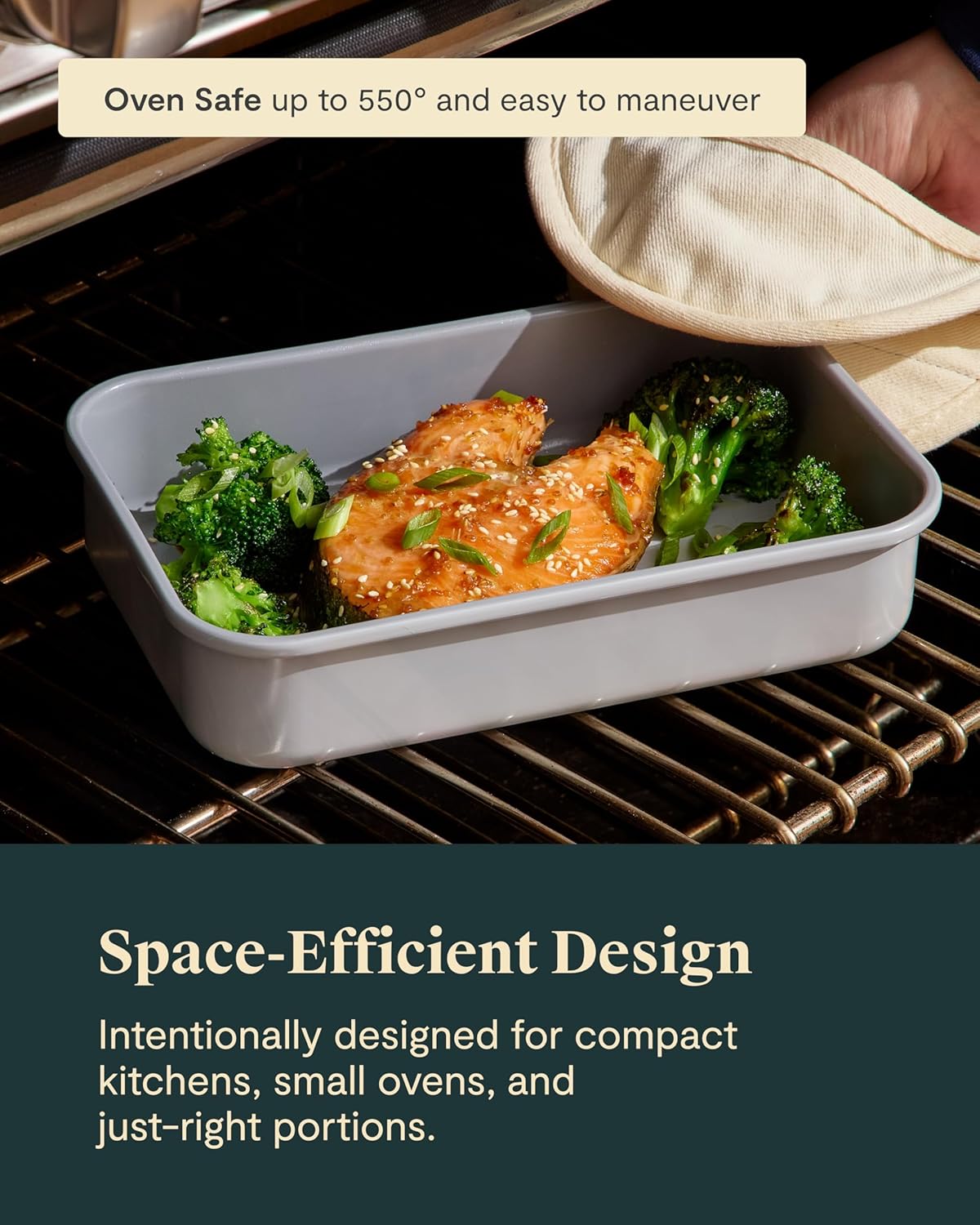 Caraway Nonstick 9” x 6.5” Small Rectangle Baking Pan – Non-Toxic, PTFE & PFOA Free – Aluminized Steel Core – Deep Ceramic Baking Pan for Casseroles, Lasagna & More - White