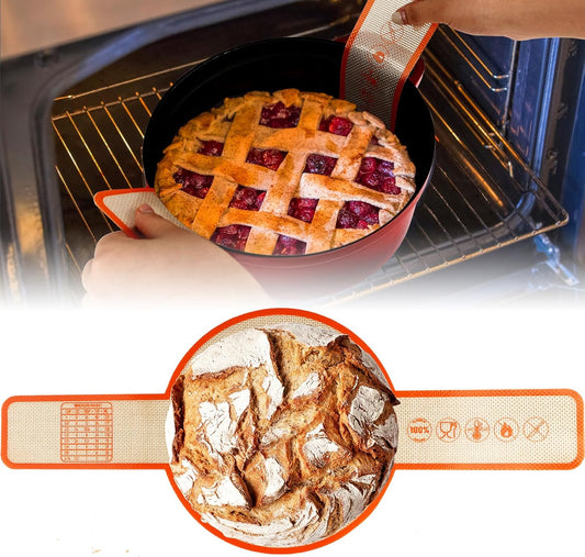 UBeesize Thickened Silicone Bread Sling, Reusable Sourdough Bread Baking Mat For Dutch Oven 2-8 Qrt, Non-Stick, Easy To Clean, With Extra Long Handles Bread Baking Sheet Liner