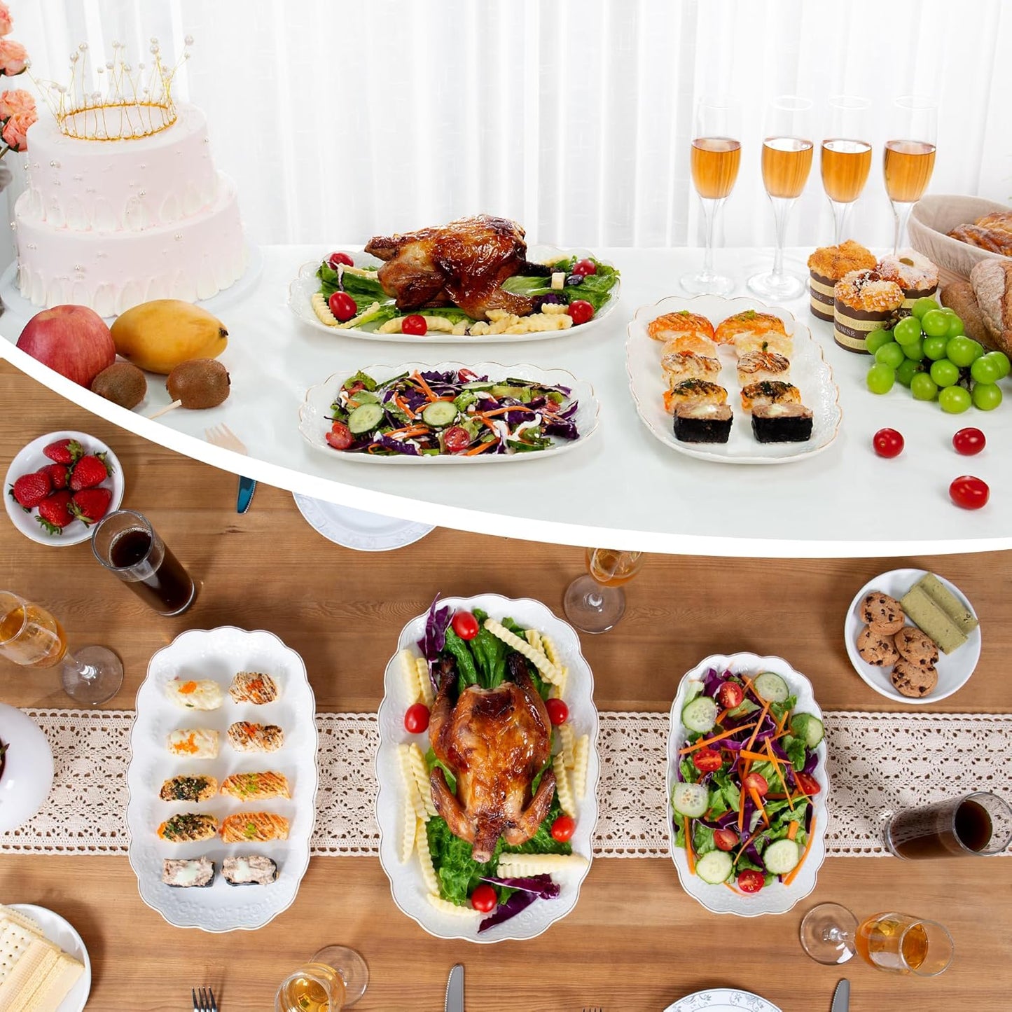 Kassel Ceramic Serving Platter Set | 16”/14”/12” Oval Serving Trays for Entertaining at Parties and Weddings | Oven Safe XL Serving Trays for Tacos, Steak, and Cake