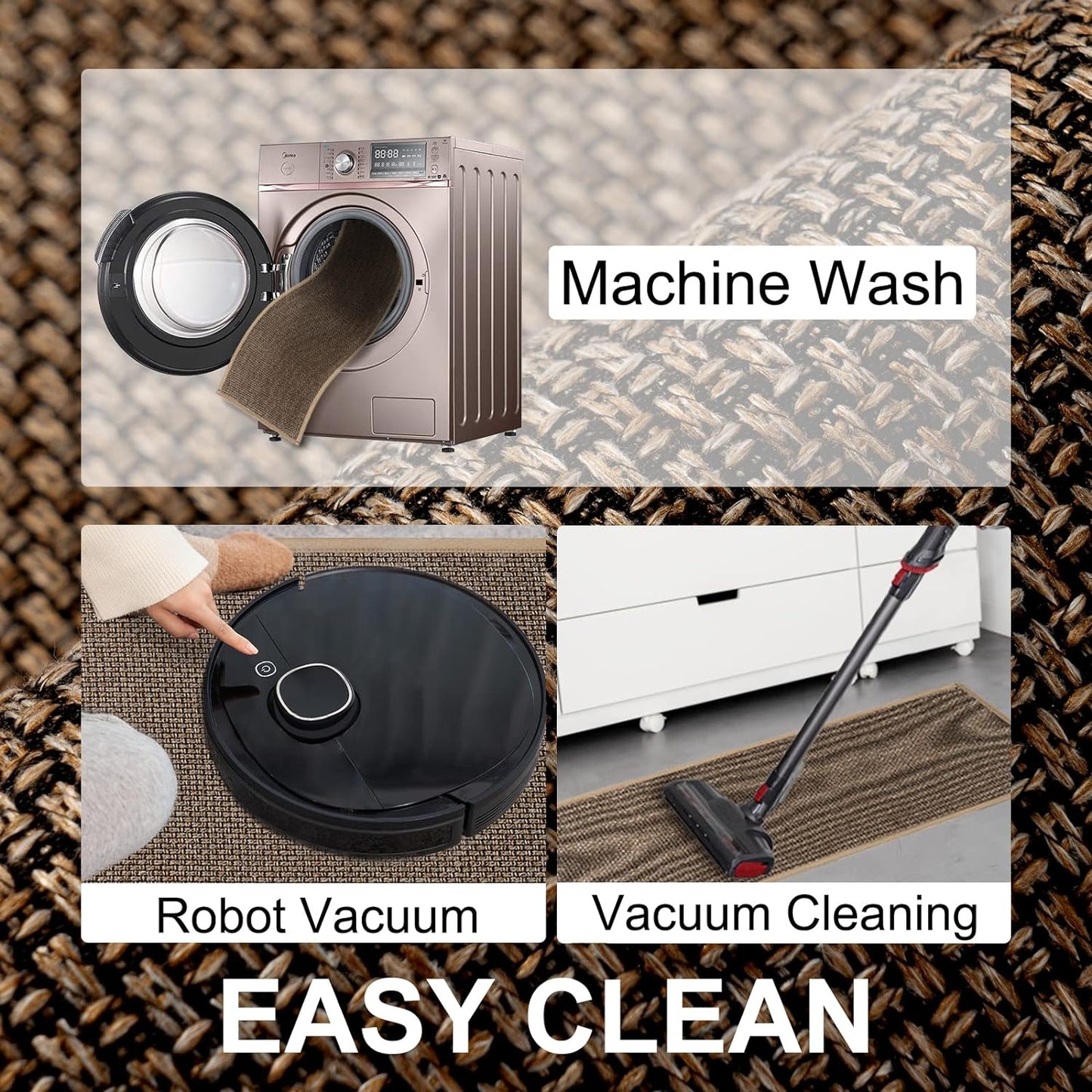 Fan Shaped Kitchen Mat 1 PCS, Cushioned Non Slip Rugs for Kitchen Floor, Absorbent Runner Comfort Standing Mats Washable for Kitchen, Office, Home (Brown, Radius 47")