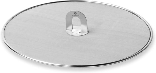 Homestia 11.5'' Splatter Screen for Cooking - Stainless Steel Grease Splatter Guard for Frying Pan, No Cooking Cover Oil Mess No Burns, Ultra Fine Mesh Lids for Sizzling Bacon or Popcorn