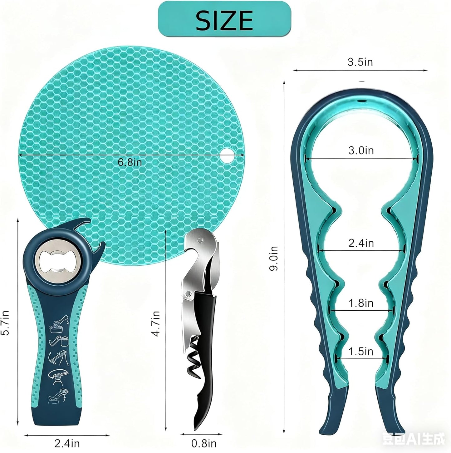 5-in-1 Canned Food & Bottle Opener for Weak Hands - Easy-Twist Jar Opener for Seniors, Arthritis-Friendly Kitchen Tool (Beer/Soda/Jars)