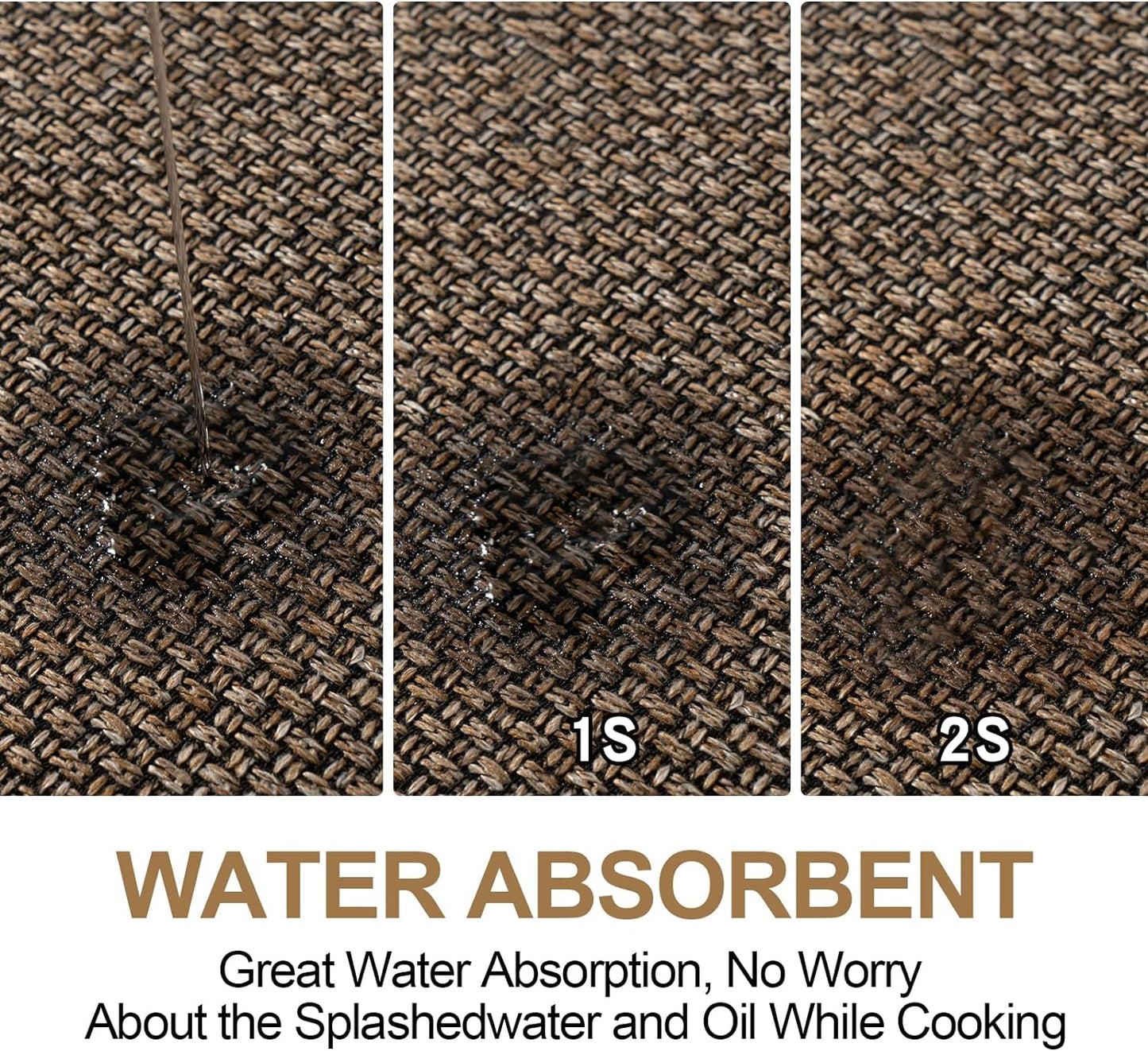 Kitchen Mat 1 PCS, Cushioned Non Slip Rugs for Kitchen Floor, Absorbent Runner Comfort Standing Mats Washable for Kitchen, Office, Home (Brown, 17.3"x95")