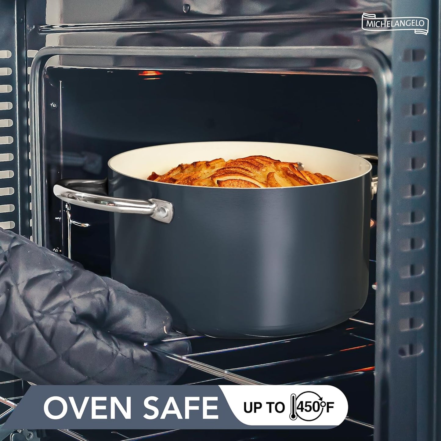 MICHELANGELO Stock Pot with Lid, 6 Quart Soup Pot with Ceramic Coating, Nonstick Ceramic Cooking Pot, Induction Compatible Stockpot - 6QT, Haze blue