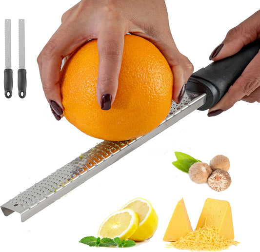 A Bar Above Cheese Grater & Lemon Zester-Chef-Grade Stainless-Steel Citrus Rasp, 12″ Hard-Cheese Grater for Parmesan, Ginger, Garlic, & Cocktail Garnish