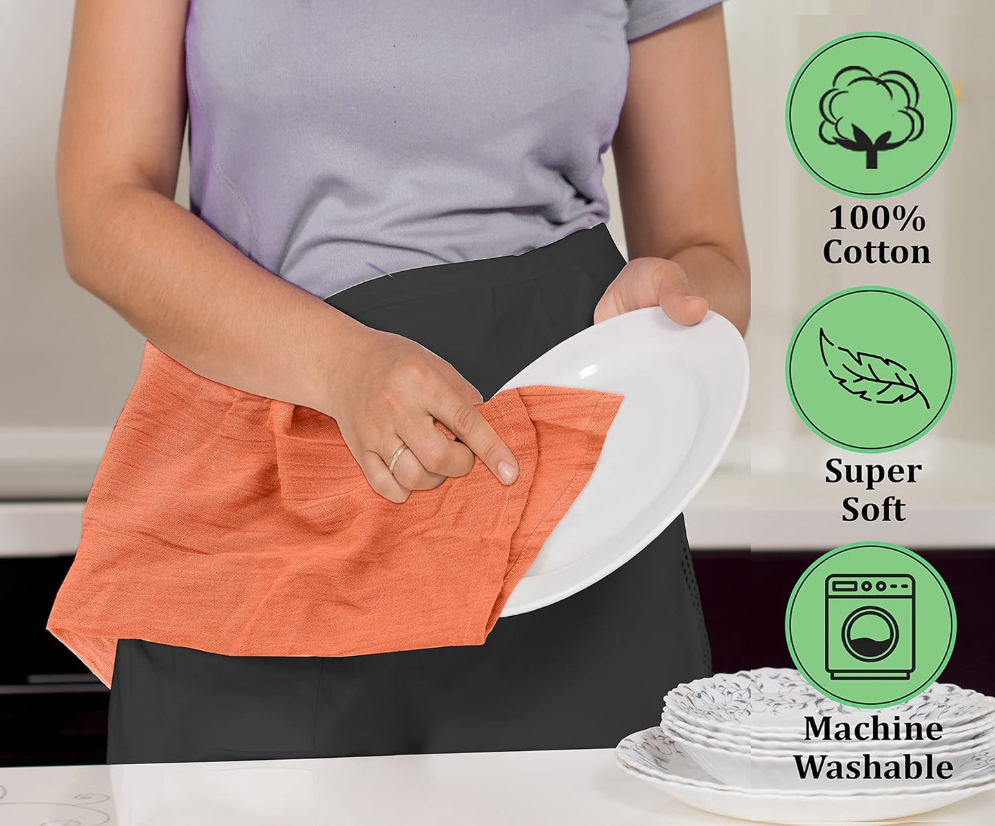 RUVANTI Flour Sack Towels 36 Pack 28x28 Inch, 100% Cotton Tea Towel, Reusable, Machine Washable, Absorbent BarTowels - Dish Cloth Perfect for Drying Dishes & Cleaning - Orange