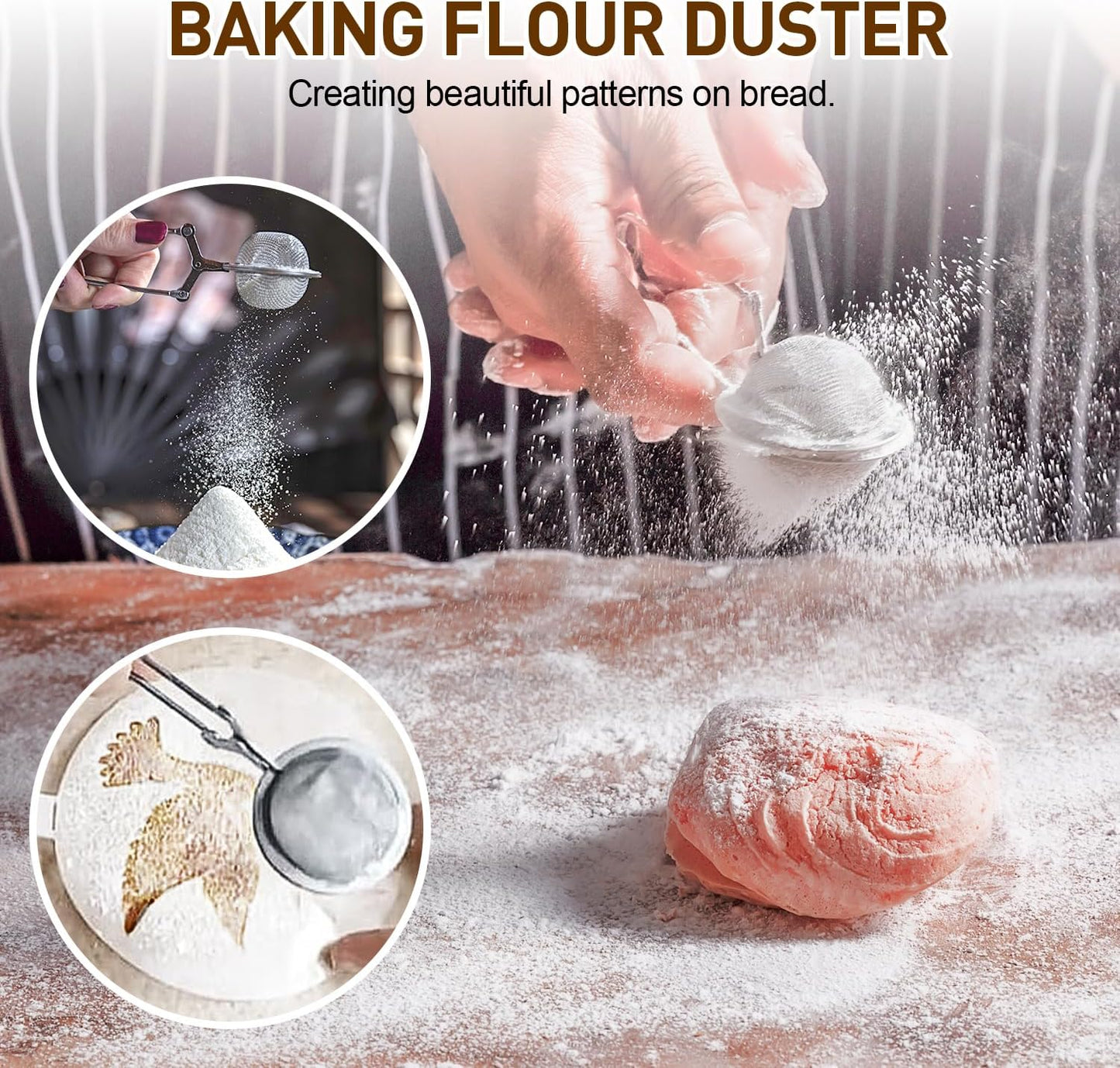 Banneton Bread Proofing Basket, Sourdough Starter Kit, 9" Round Sourdough Bread Baking Supplies with Dough Whisk, Bread Lame, Brush, Scrapers, Flour Duster & Stencils, Bread Making Tools Gift Set