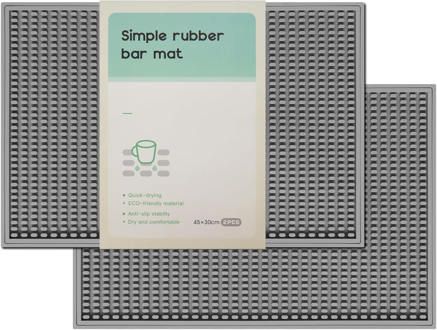 2 Pack Bar Mat, Home Bar Tool Drying Mats, Bar Accessories for The Home Bar Set 18''x12''（Gray） for Bars, Outdoor Camping, Bar for Home