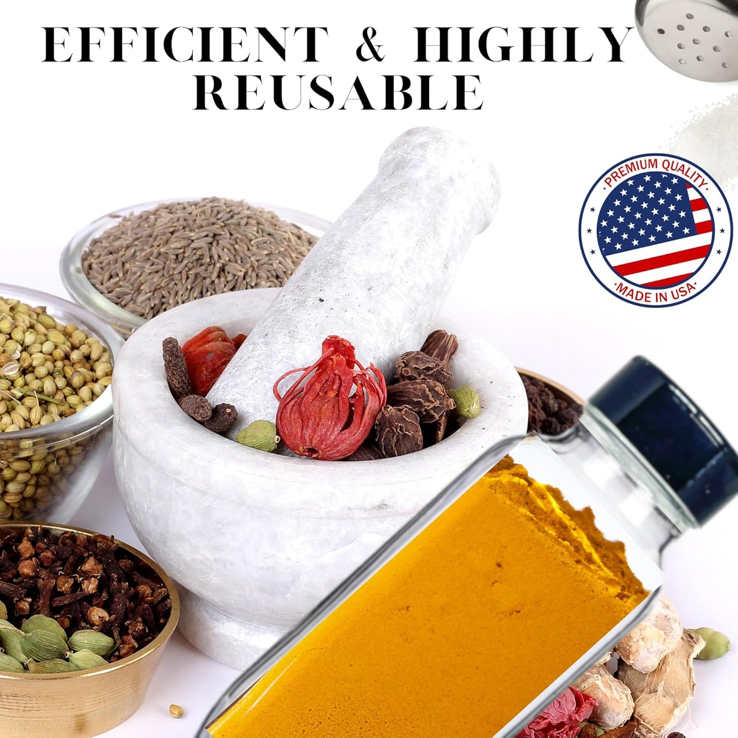 JARMING COLLECTIONS Glass Spice Jars with Shaker Lids - Spice Jars 8oz for Food Storage, Spice Containers for Kitchen Organization and Storage, Glass Organizing Bottles (French Square 8oz Blackx3)