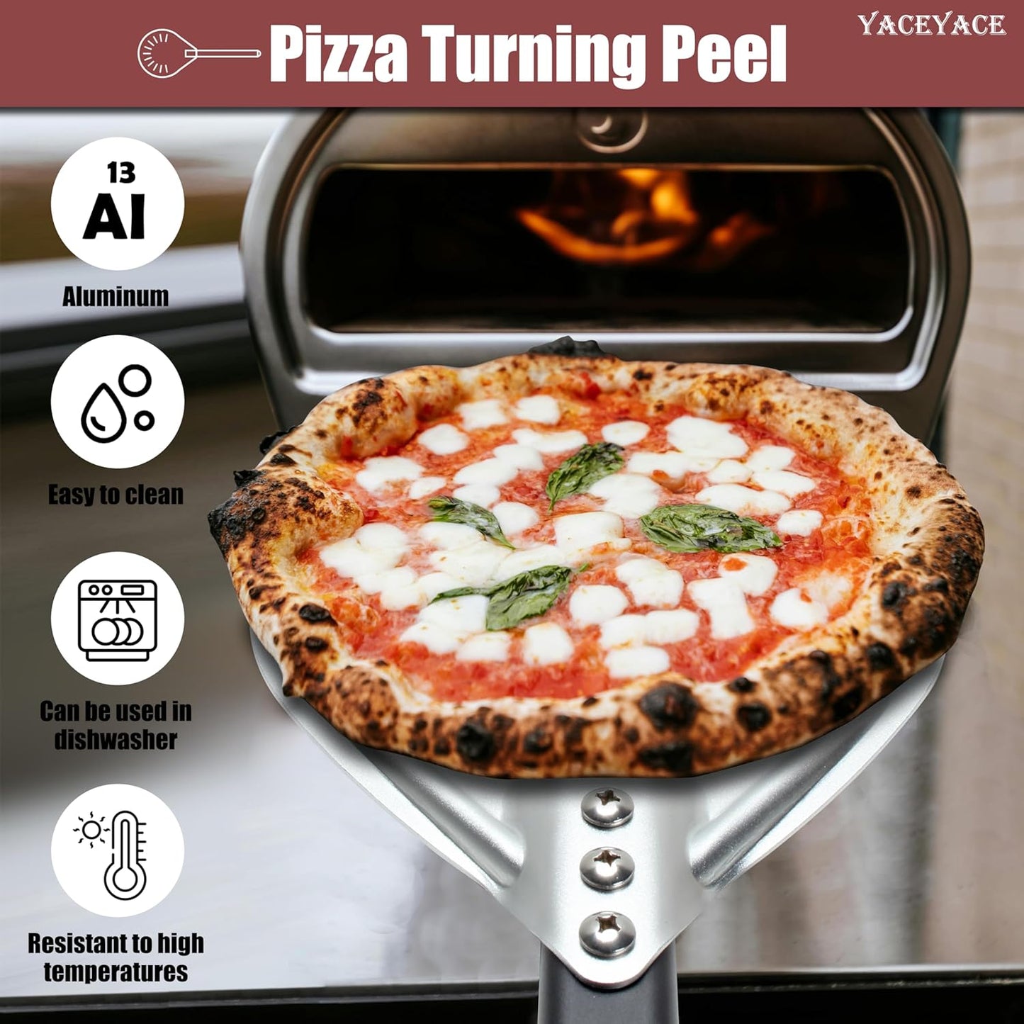 Pizza Turning Peel, 8-inch Metal Pizza Turner, Aluminum Turning Peel