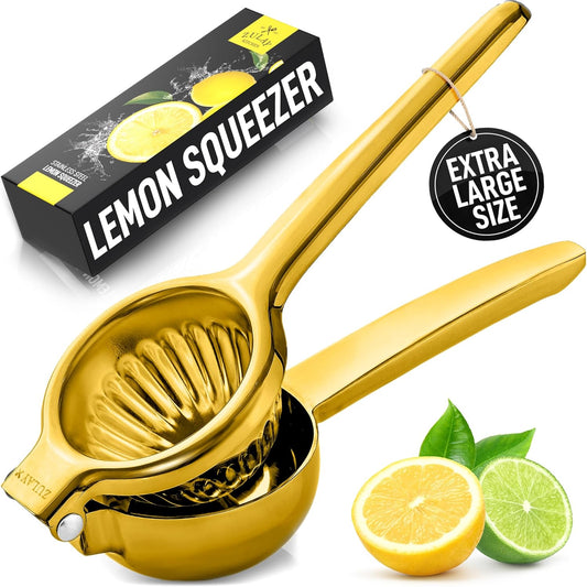 Zulay Extra Large Lemon Squeezer Stainless Steel - Easy Squeeze Heavy Duty Lemon Juicer Hand Press - Ergonomic Citrus Squeezer & Fruit Juicer for Small Oranges, Lemons, & Limes