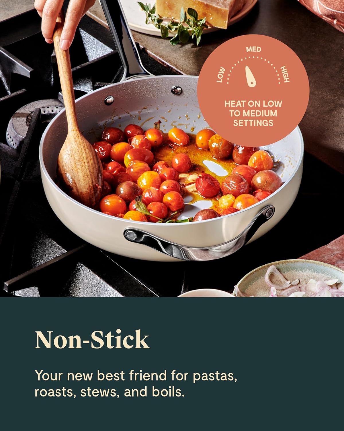 Caraway Nonstick Ceramic Sauté Pan with Lid (4.5 qt, 11.8") - Non Toxic, PTFE & PFOA Free - Oven Safe & Compatible with All Stovetops (Gas, Electric & Induction) - Marigold